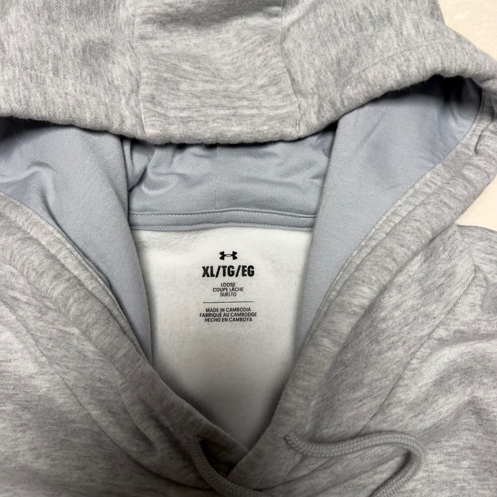 Under Armour Mens Project Rock Hoodie Size XL Gray Loose Fit Blood Sweat Respect - Picture 3 of 16